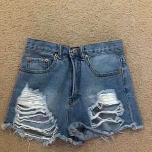 High waisted jean shorts